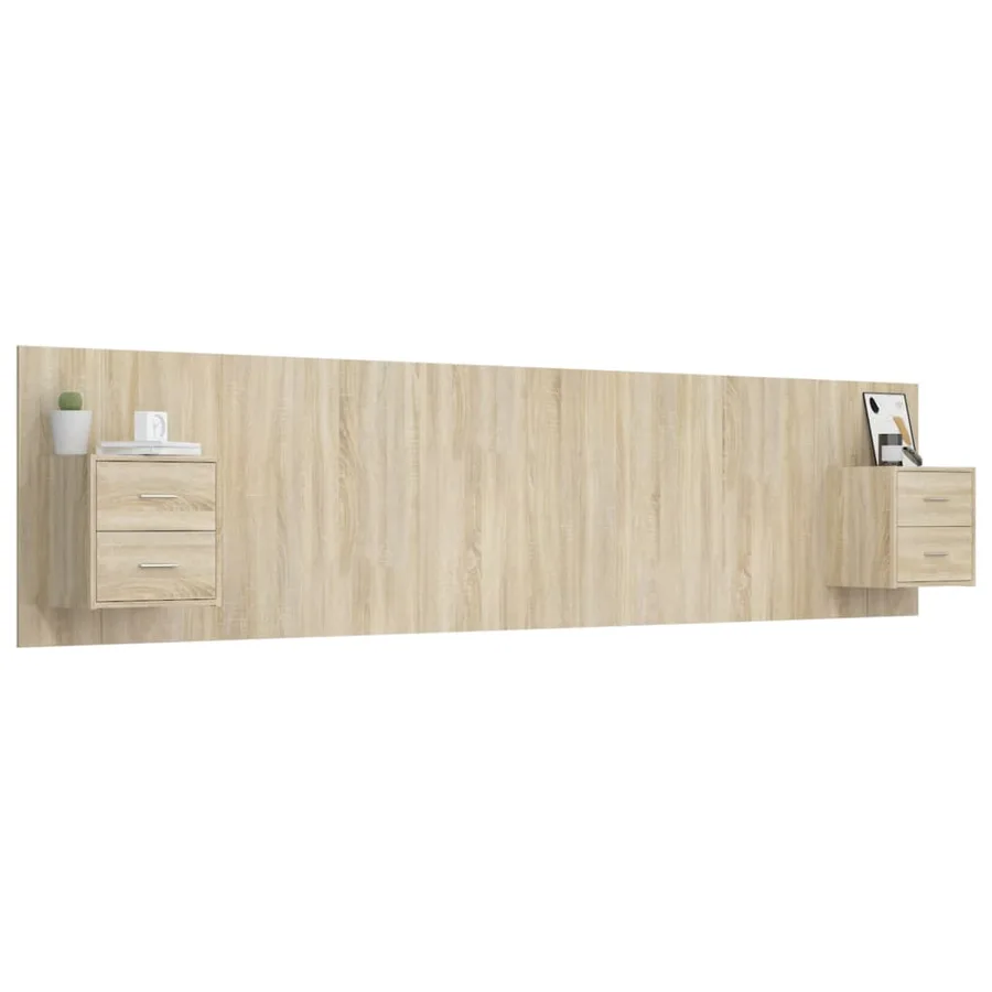 Tête de lit avec armoires Chêne sonoma Bois d'ingénierie - 3