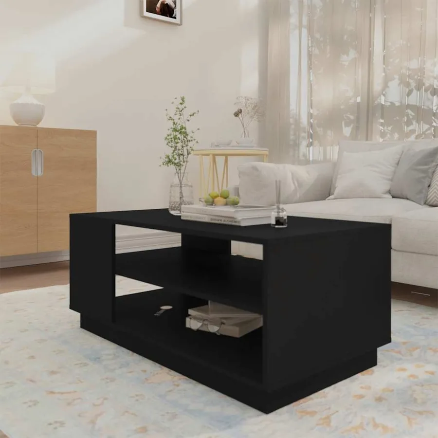Table basse noir 102x55x43 cm bois d'ingénierie - 3