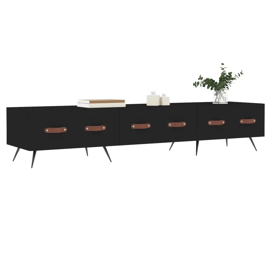 Meuble TV noir 150x36x30 cm bois d'ingénierie - 3