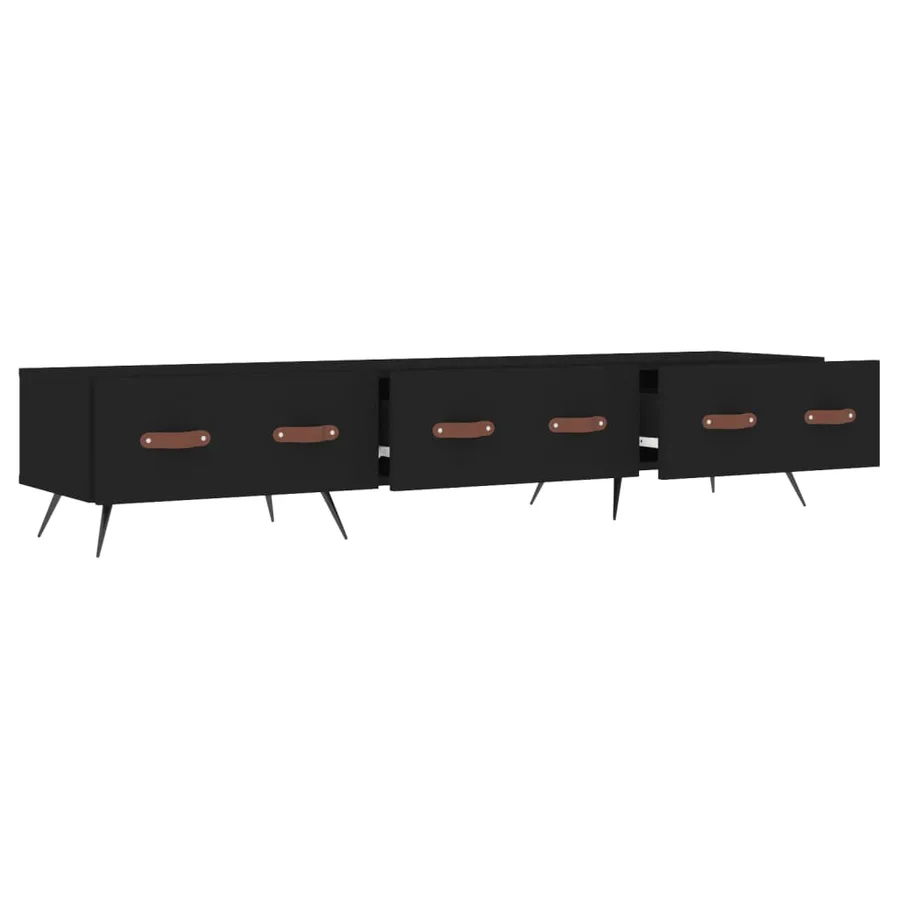 Meuble TV noir 150x36x30 cm bois d'ingénierie - 6