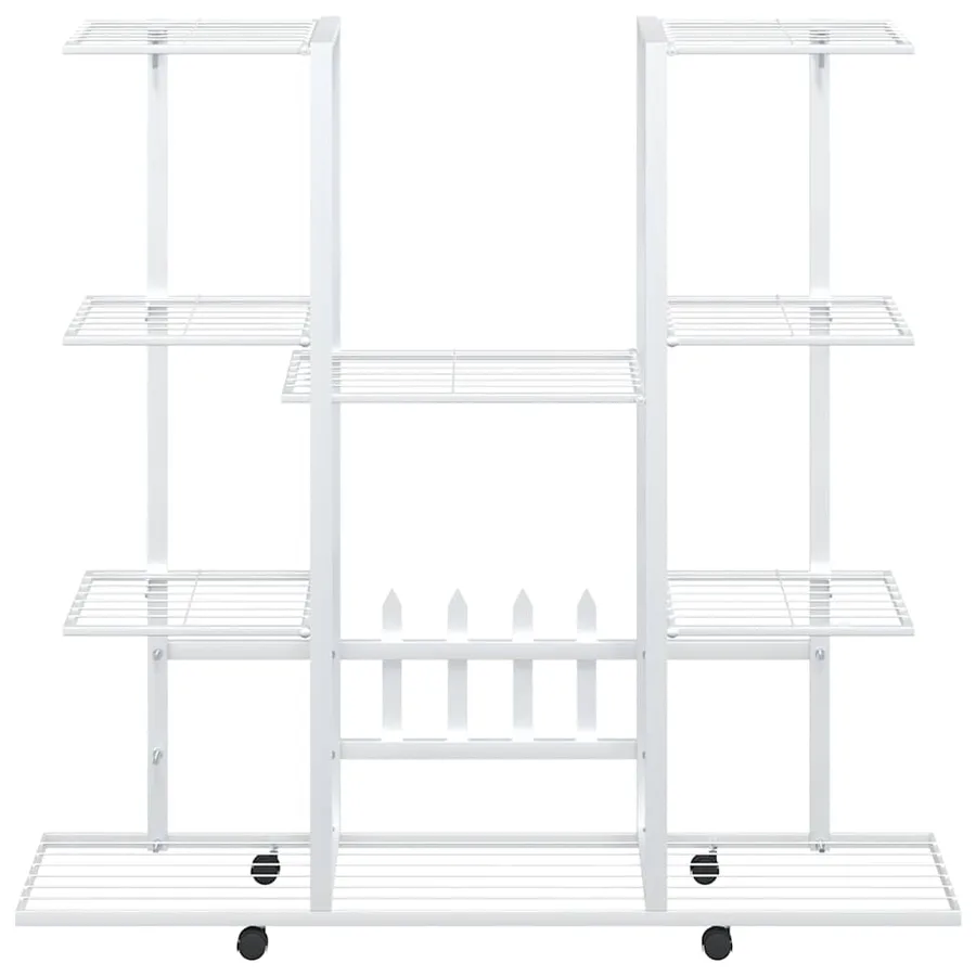 Jardinière avec roues 94,5x24,5x91,5 cm Blanc Fer - 5