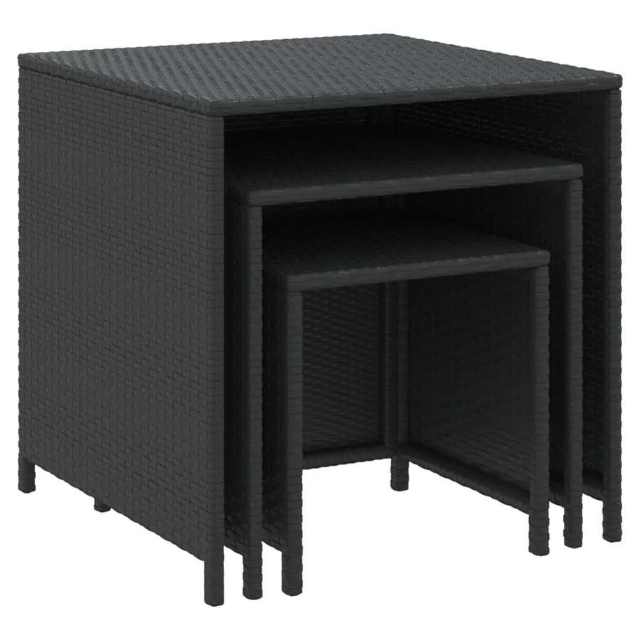 Tables gigognes 3 pcs noir résine tressée - 3