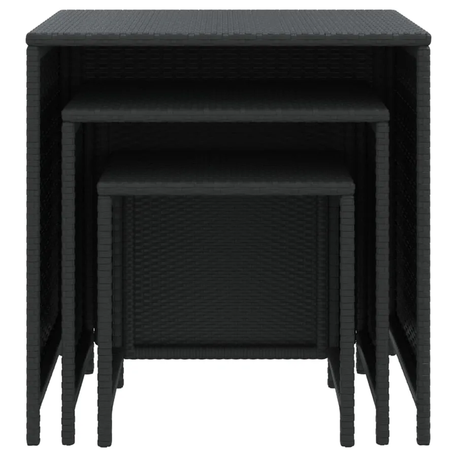 Tables gigognes 3 pcs noir résine tressée - 4