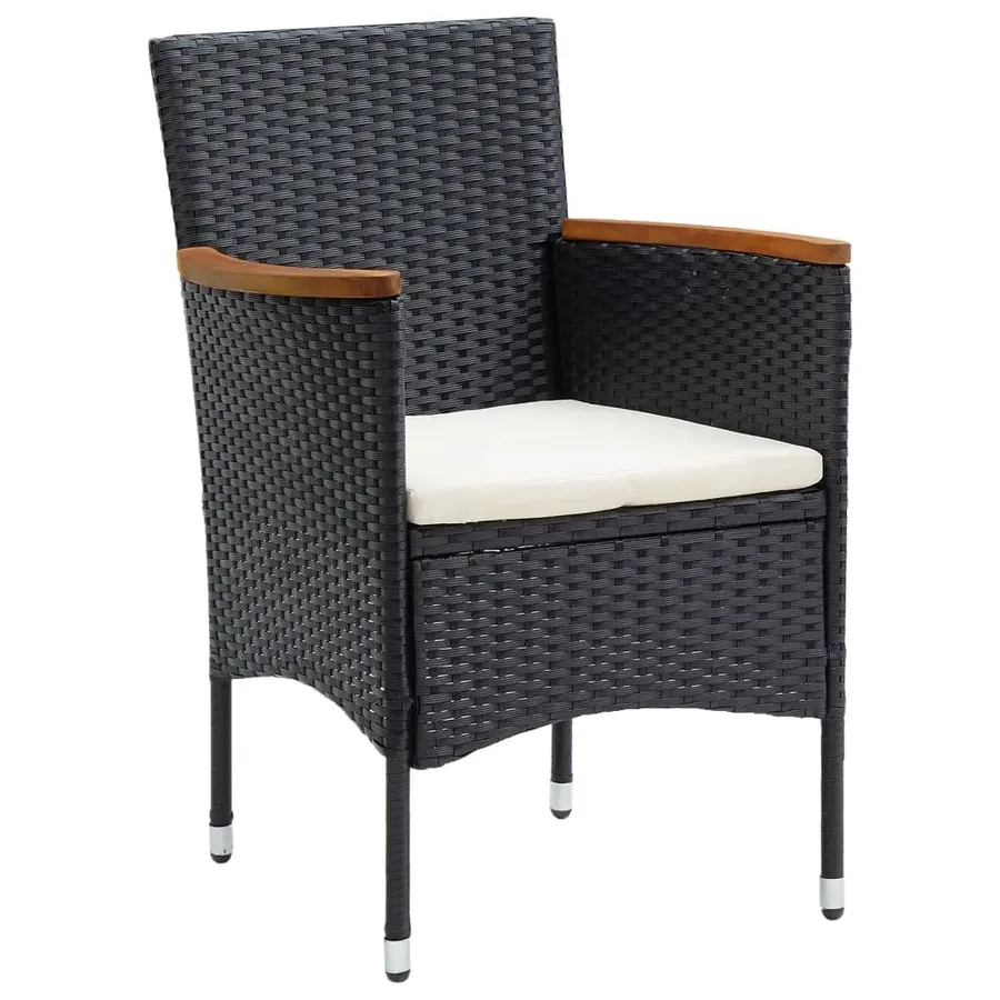 Ensemble à manger de jardin coussins 9pcs Résine tressée Noir - 4