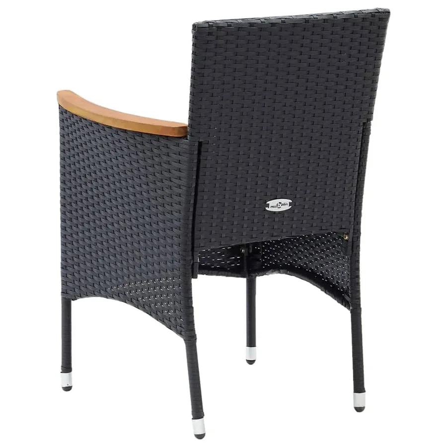Ensemble à manger de jardin coussins 9pcs Résine tressée Noir - 8
