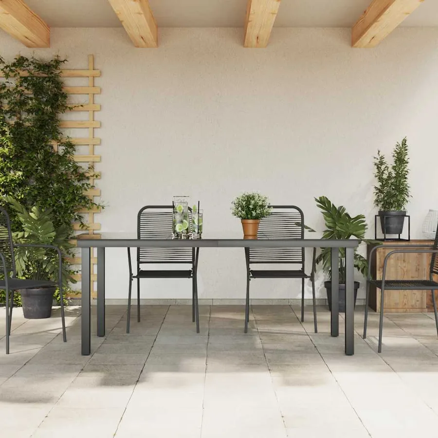 Table de jardin Noir 190x90x74 cm Aluminium et verre - 3