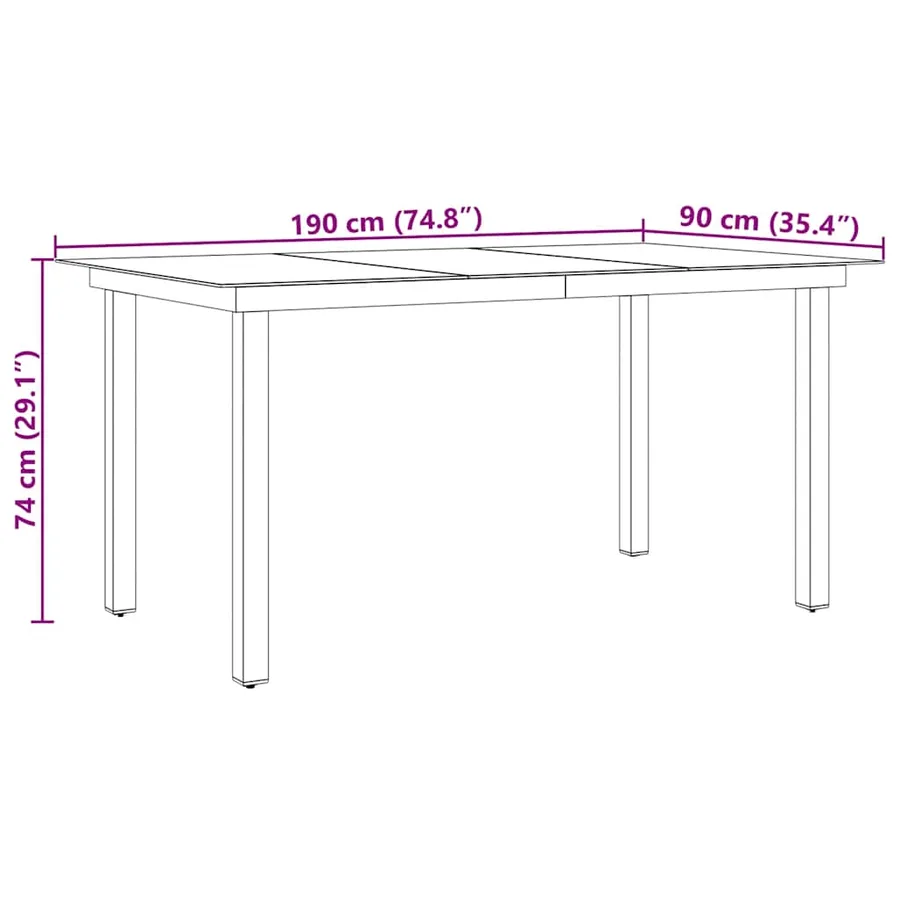 Table de jardin Noir 190x90x74 cm Aluminium et verre - 9