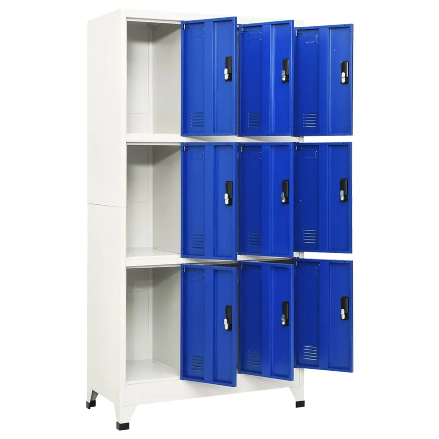 Armoire à casiers Gris et bleu 90x45x180 cm Acier - 3