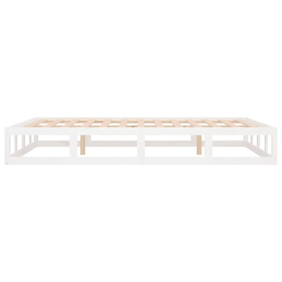 Cadre de lit sans matelas blanc 135x190 cm bois massif - 6