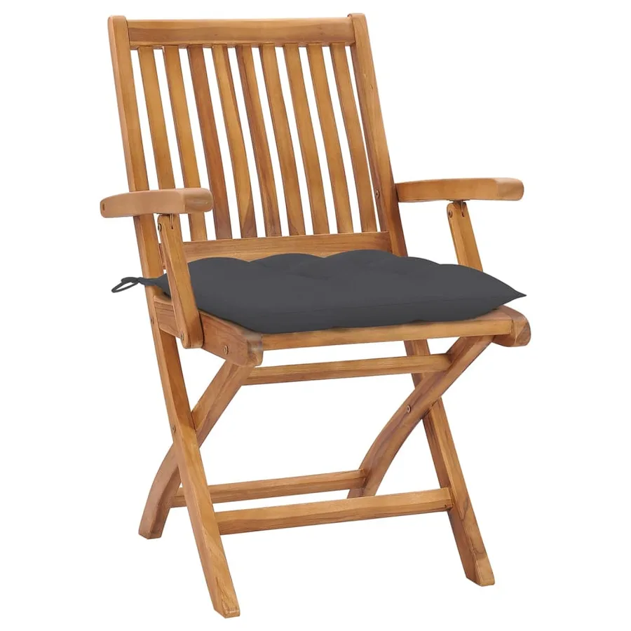 Chaises pliables de jardin avec coussins lot de 4 Teck solide - 2