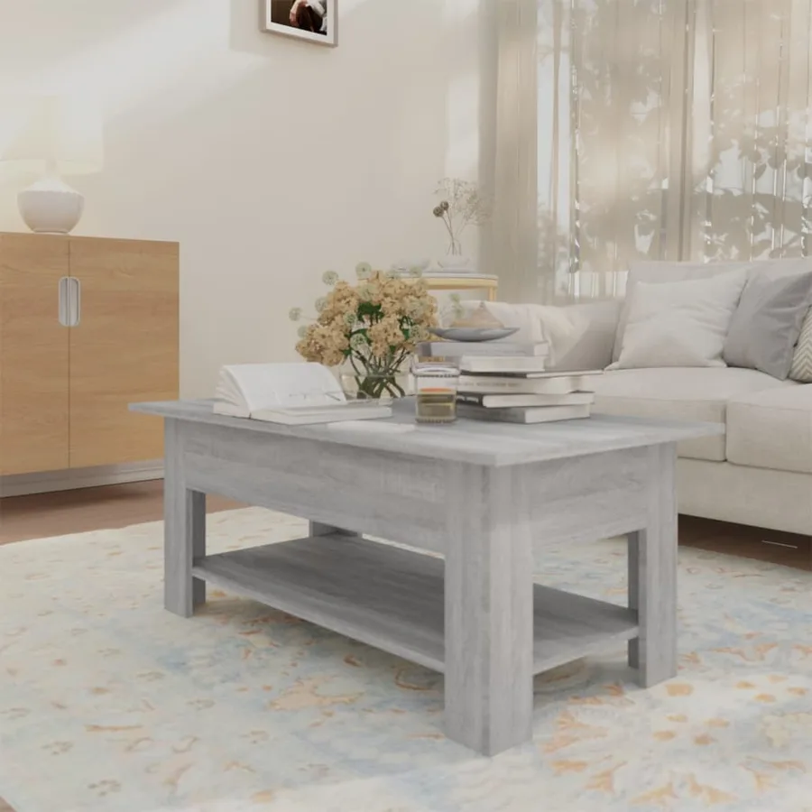 Table basse sonoma gris 102x55x42 cm bois d'ingénierie - 3