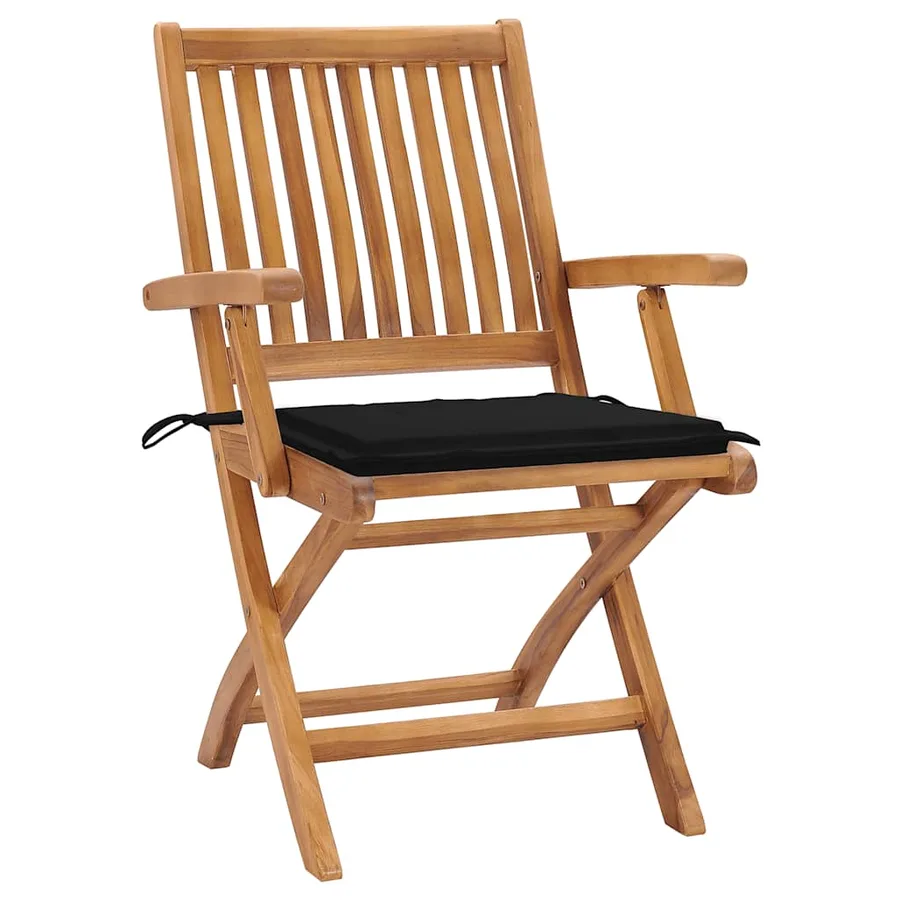 Chaises pliables de jardin avec coussins lot de 8 Teck solide - 2