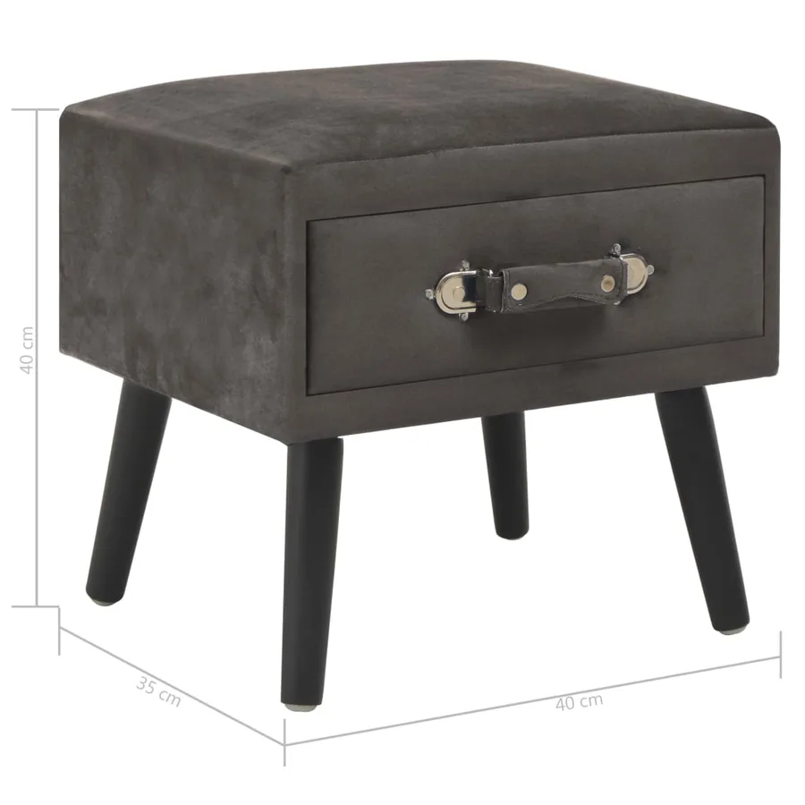 Table de chevet Gris 40x35x40 cm Velours - 8