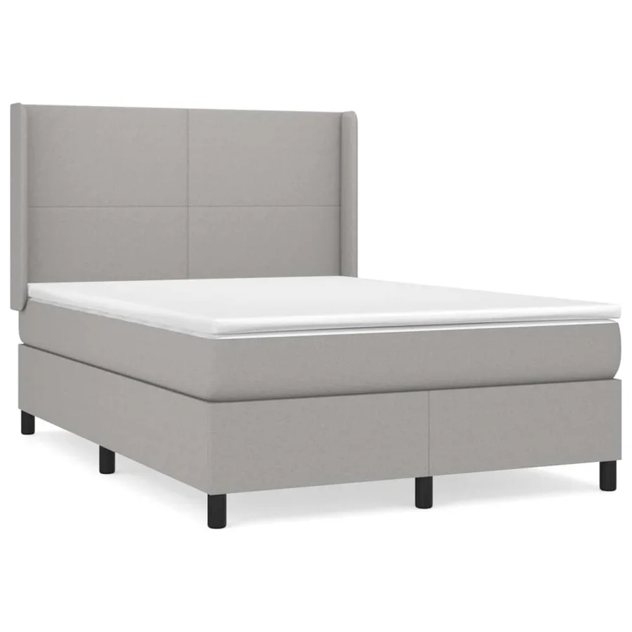 Sommier à lattes de lit avec matelas Gris clair 140x200cm Tissu - 2