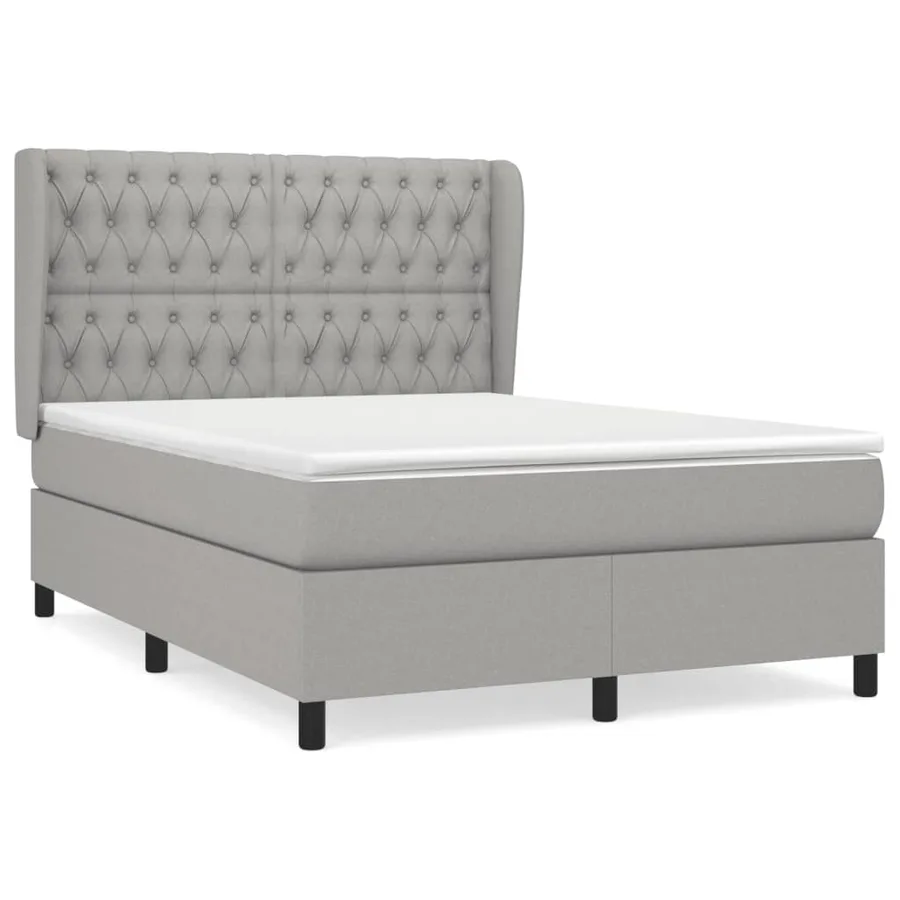 Sommier à lattes de lit avec matelas Gris clair 140x200cm Tissu - 2