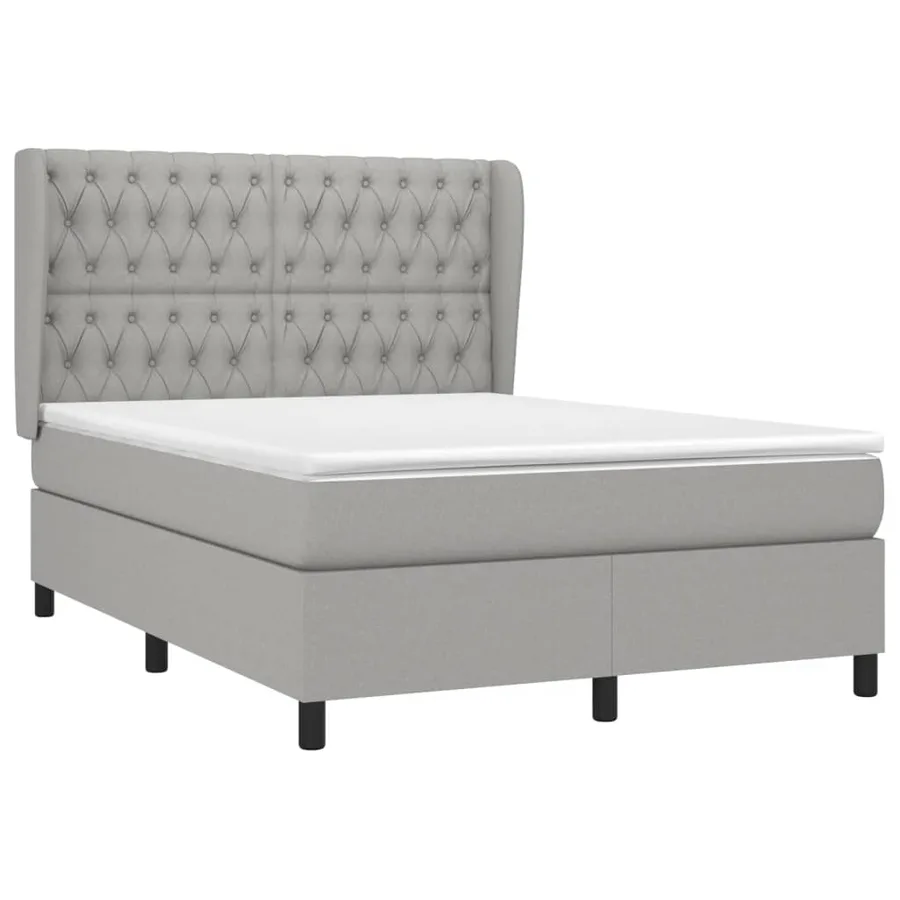 Sommier à lattes de lit avec matelas Gris clair 140x200cm Tissu - 3