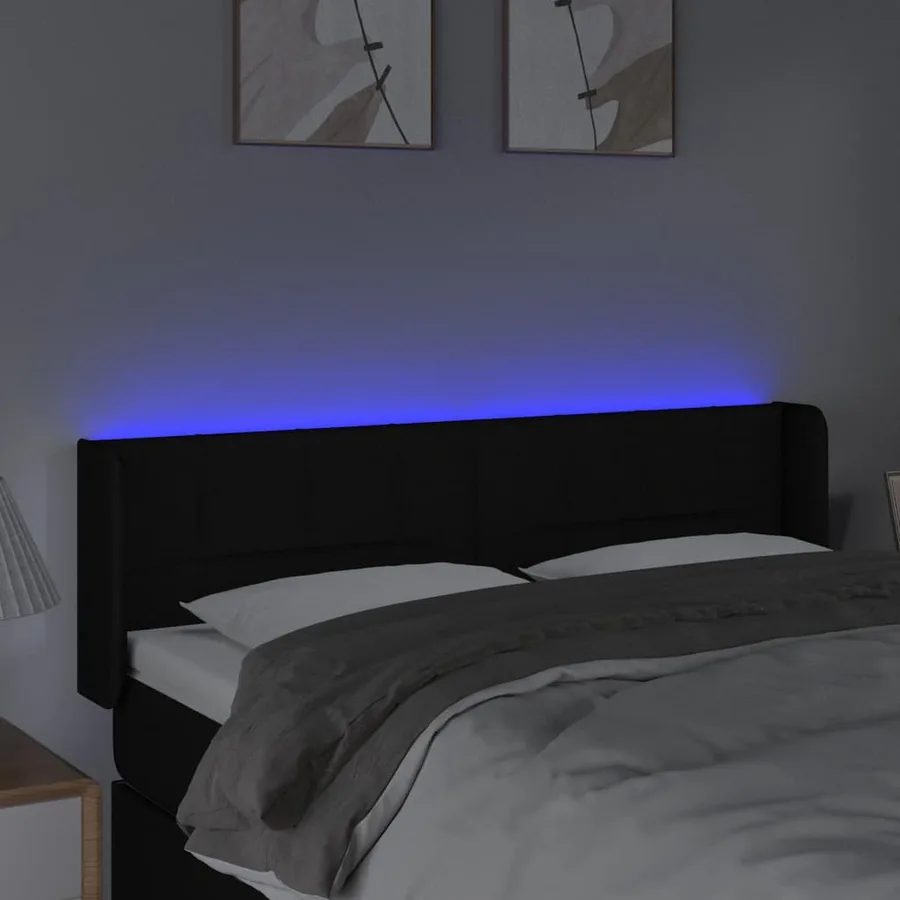 Tête de lit à LED Noir 147x16x78/88 cm Tissu - 4