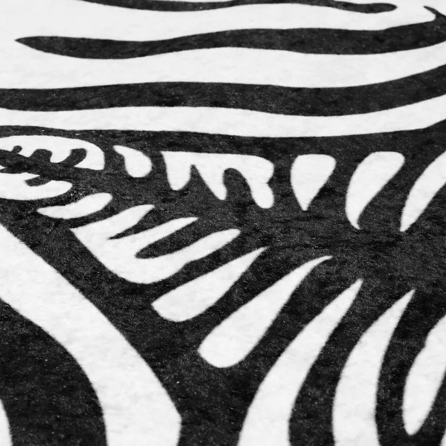 Tapis noir et blanc 120x170 cm motif zèbre lavable - 7