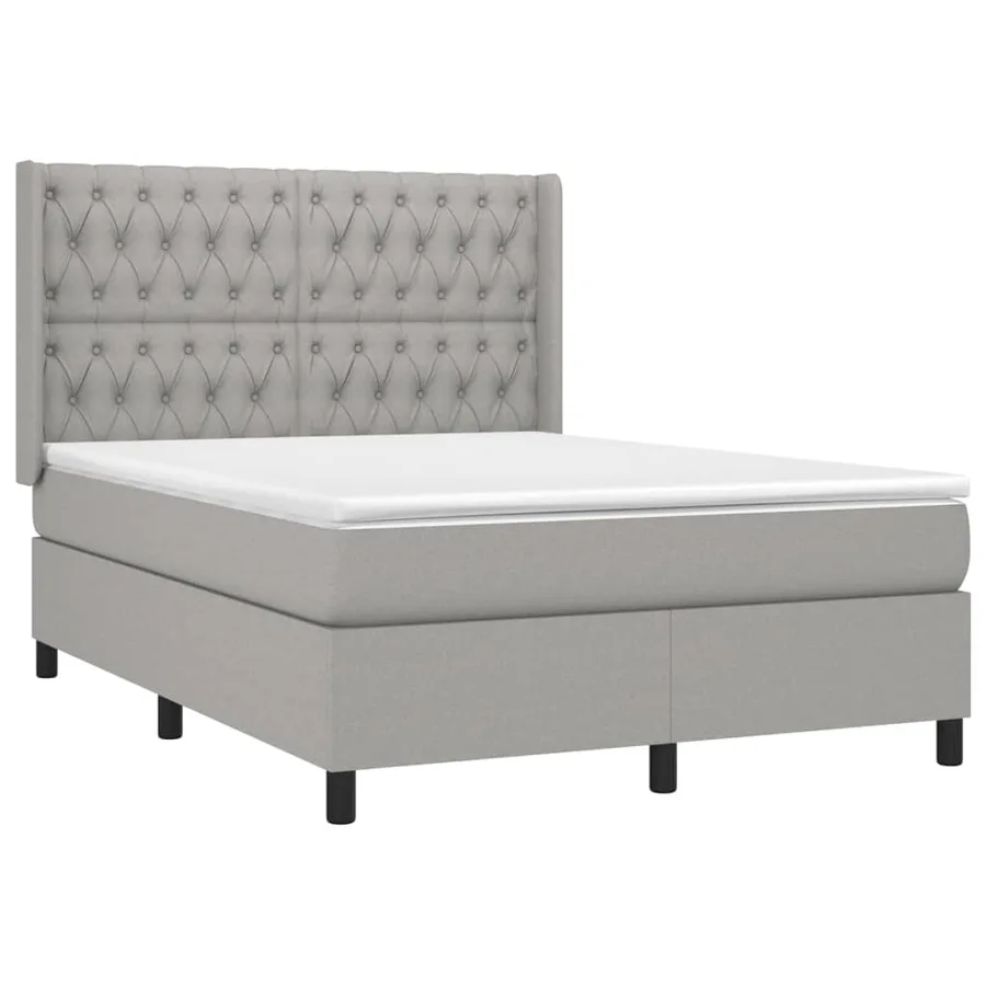 Sommier à lattes de lit avec matelas Gris clair 140x200cm Tissu - 3
