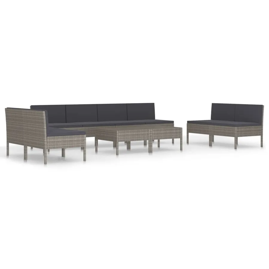 Salon de jardin 10 pcs avec coussins Résine tressée Gris - 2