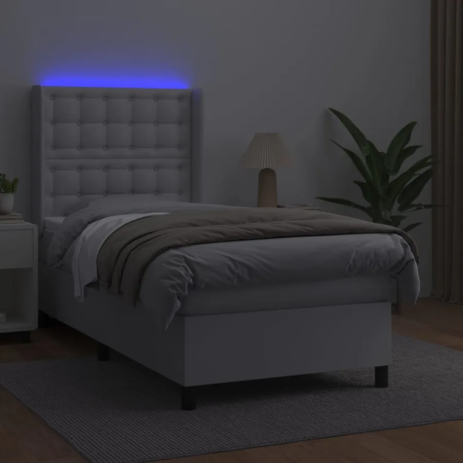 Sommier à lattes de lit matelas LED Blanc 80x200cm Similicuir - 3