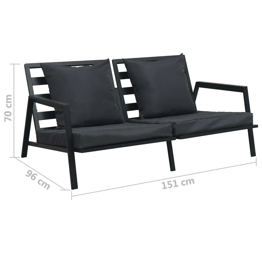 Salon de jardin 4 pcs avec coussins Aluminium Gris foncé - 13