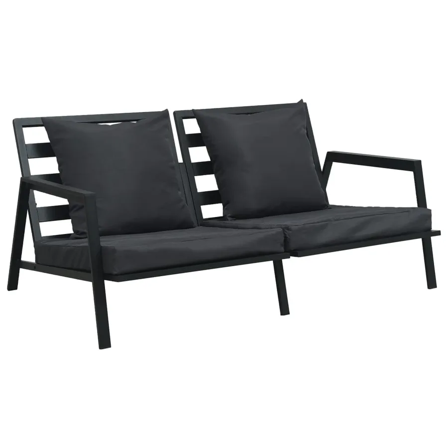 Salon de jardin 4 pcs avec coussins Aluminium Gris foncé - 2