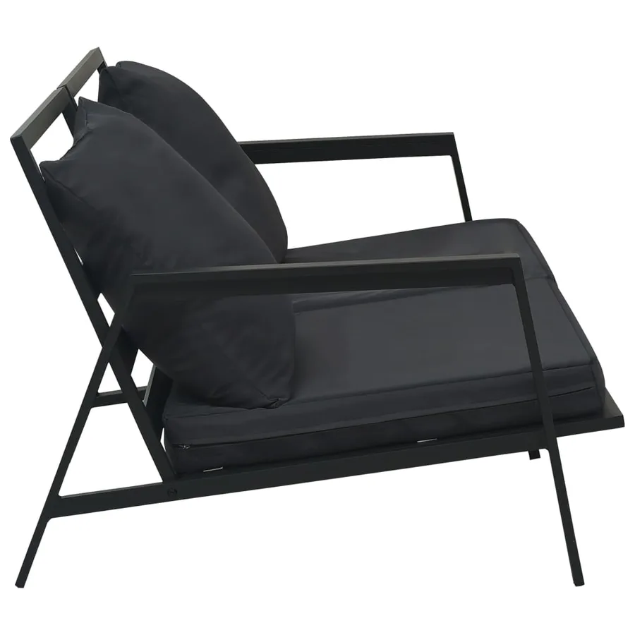 Salon de jardin 4 pcs avec coussins Aluminium Gris foncé - 4