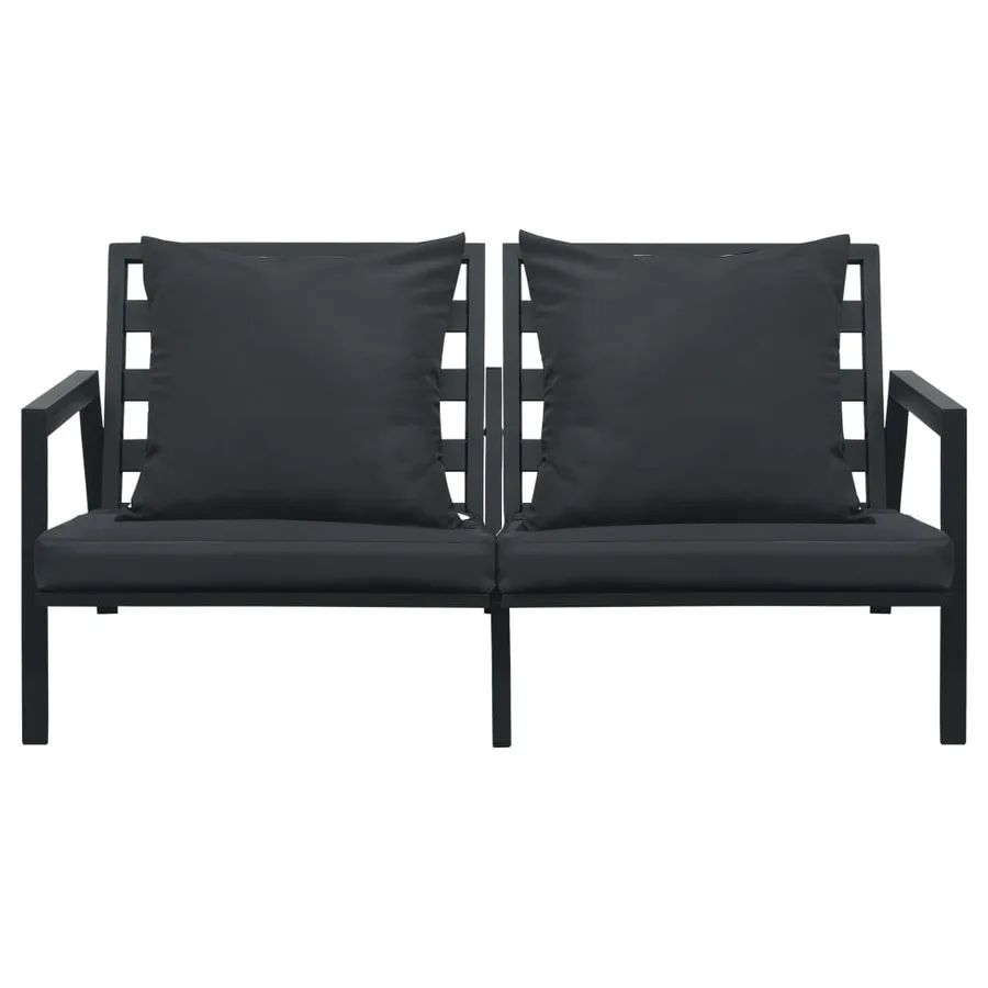 Salon de jardin 4 pcs avec coussins Aluminium Gris foncé - 5