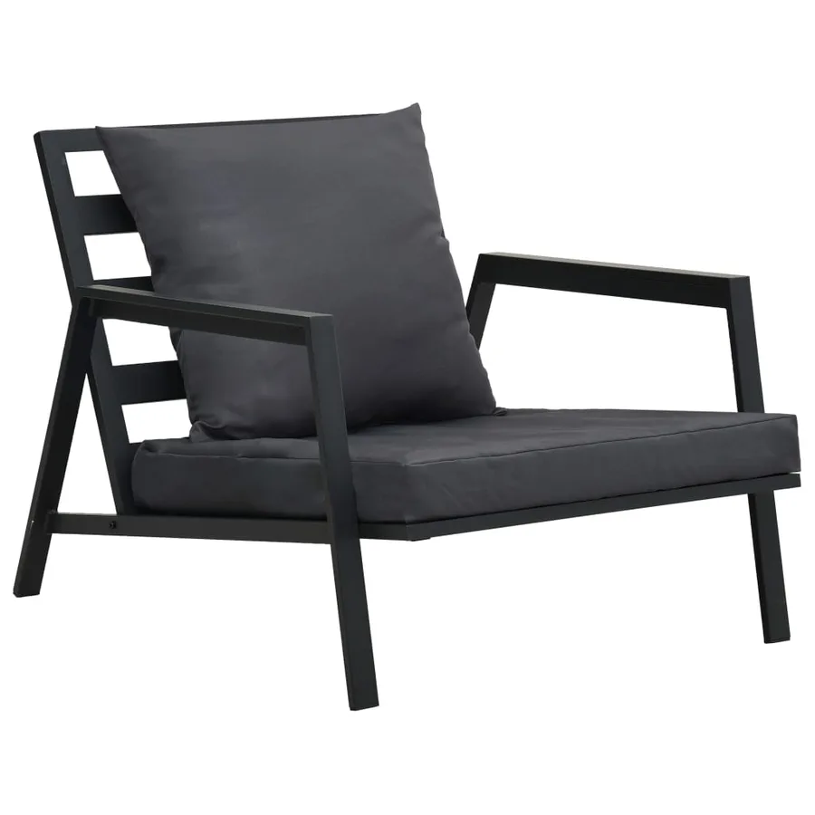 Salon de jardin 4 pcs avec coussins Aluminium Gris foncé - 6