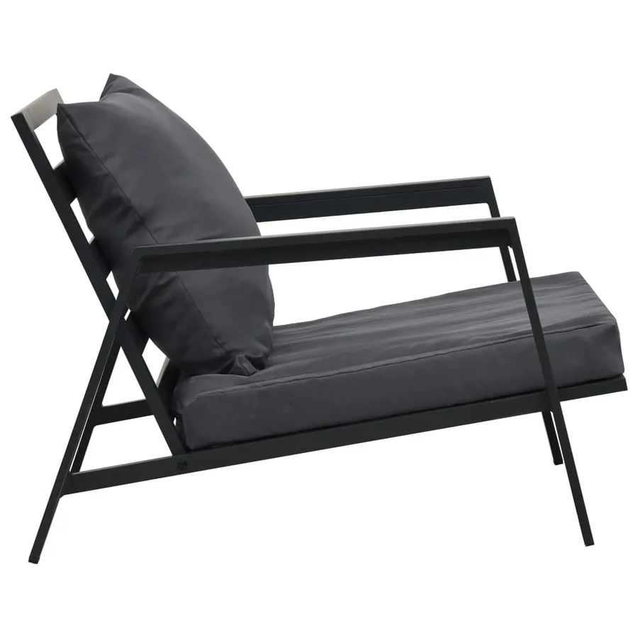 Salon de jardin 4 pcs avec coussins Aluminium Gris foncé - 8