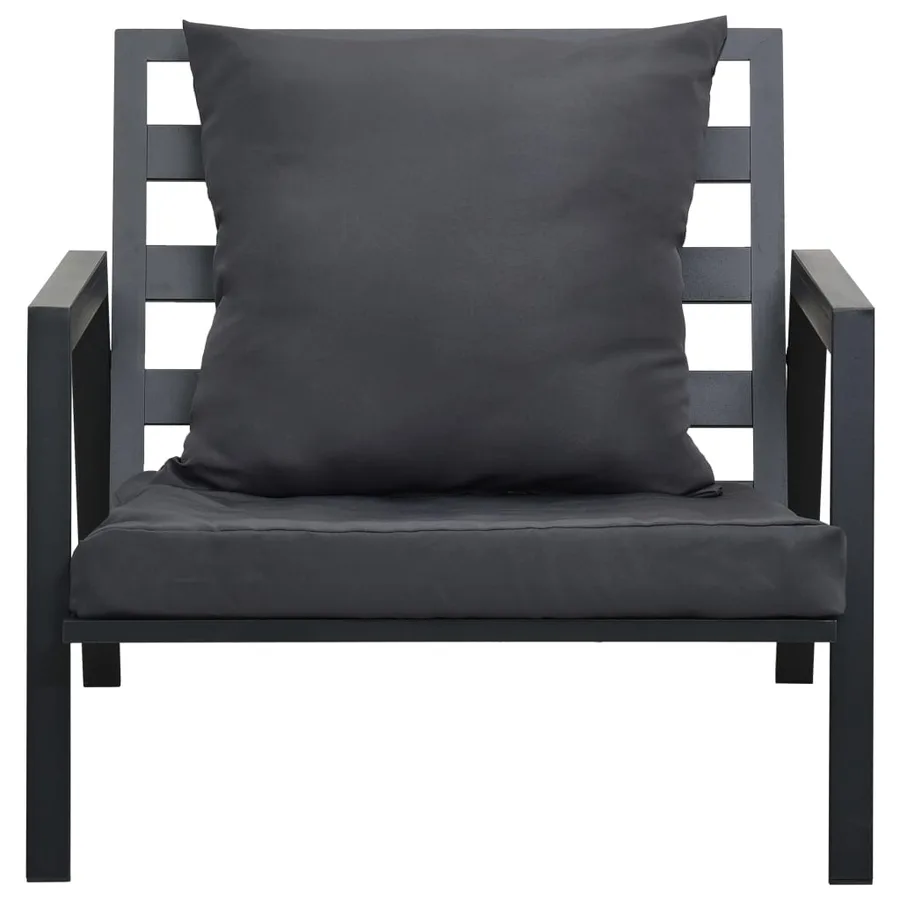 Salon de jardin 4 pcs avec coussins Aluminium Gris foncé - 9