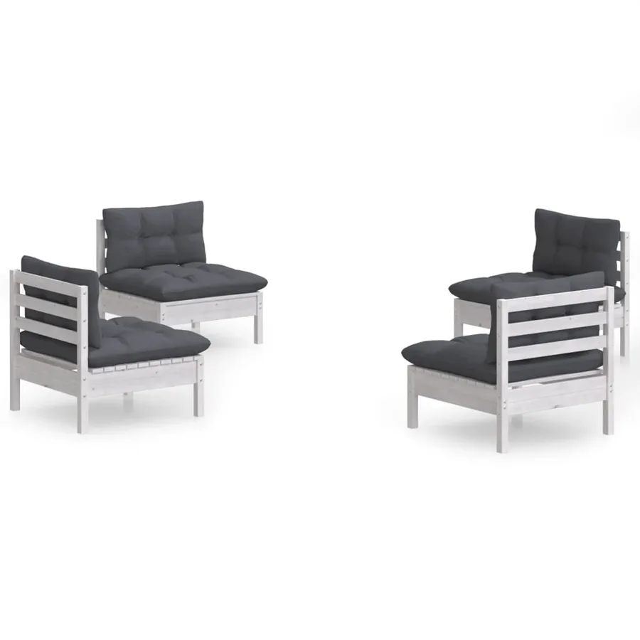 Salon de jardin 4 pcs avec coussins anthracite Bois de pin - 2