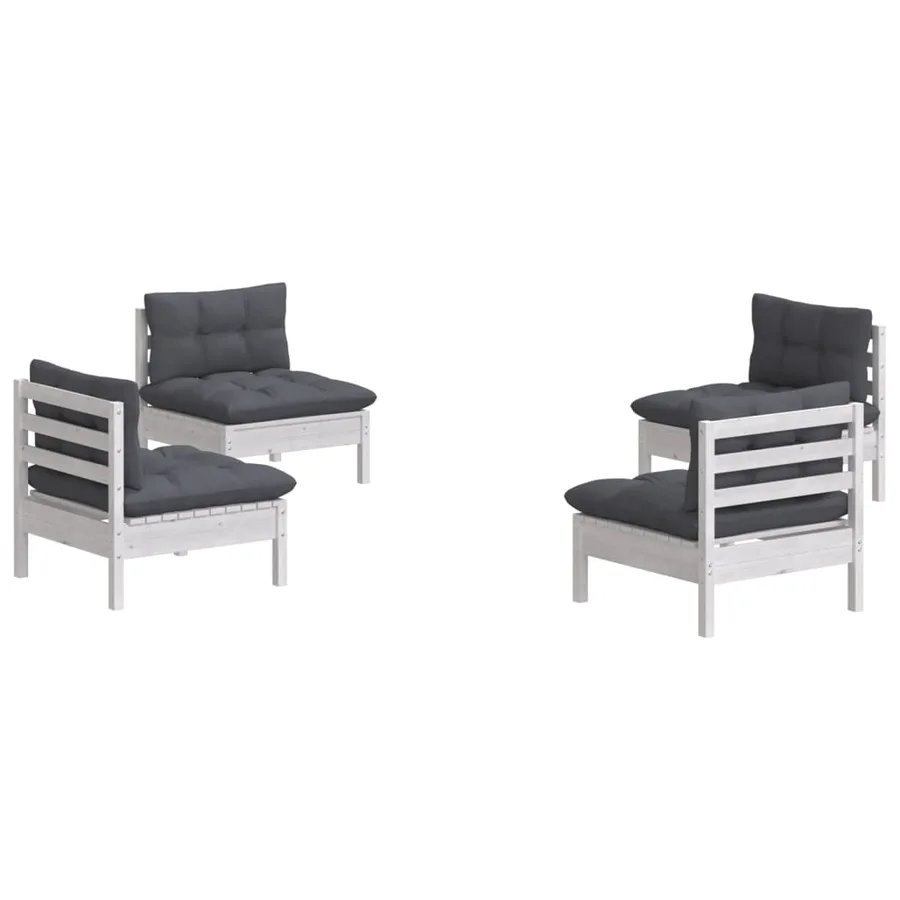 Salon de jardin 4 pcs avec coussins anthracite Bois de pin - 3