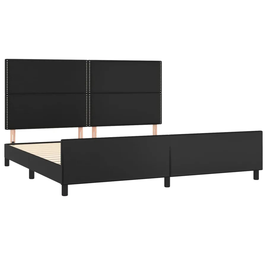 Cadre de lit sans matelas noir 200x200 cm similicuir - 4