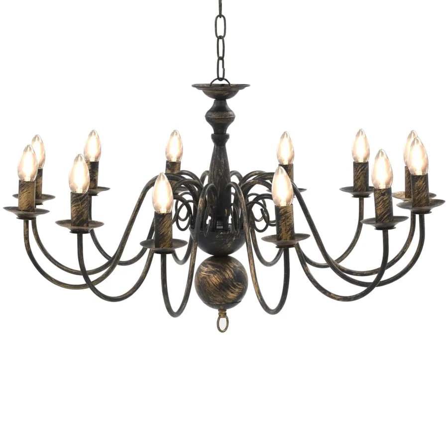 Lustre Noir antique 12 ampoules E14