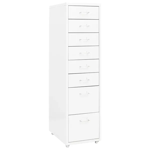 Classeur mobile Blanc 28x41x109 cm Métal