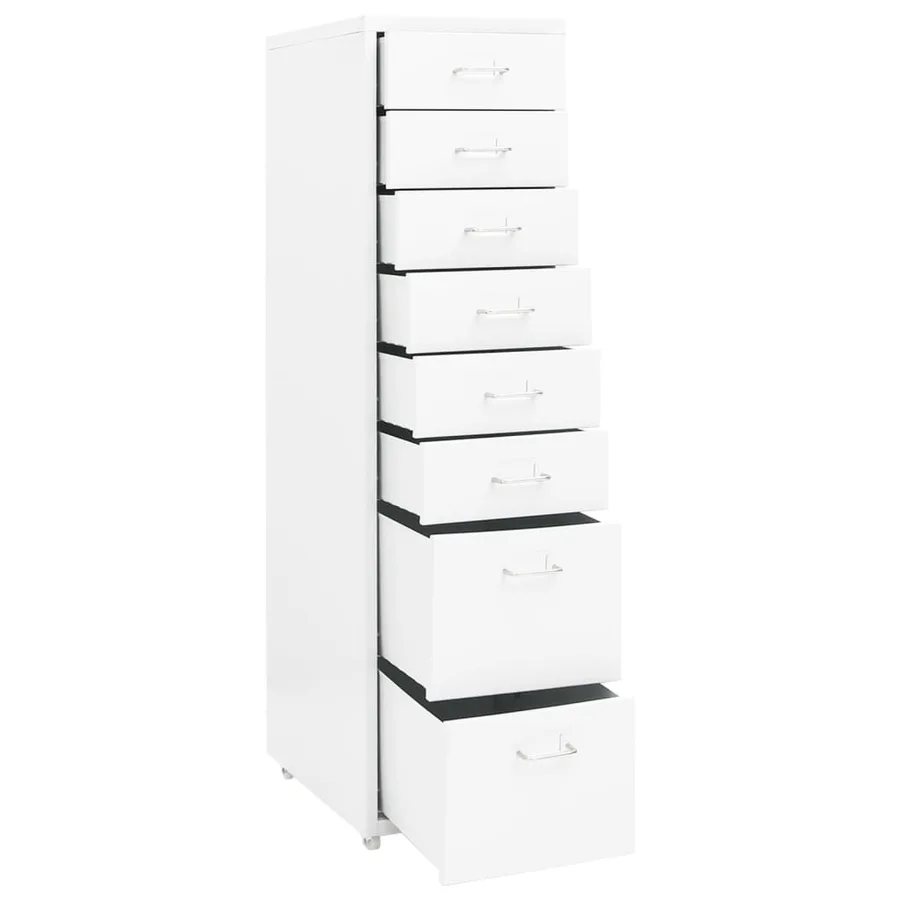 Classeur mobile Blanc 28x41x109 cm Métal - 5