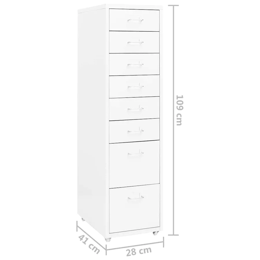 Classeur mobile Blanc 28x41x109 cm Métal - 9