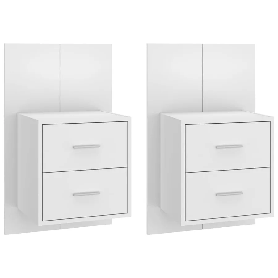 Tables de chevet murales 2 pcs Blanc - 2