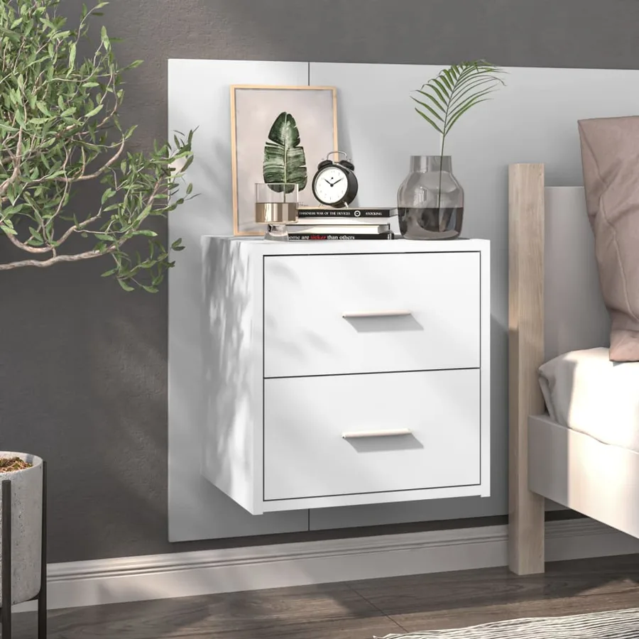 Tables de chevet murales 2 pcs Blanc - 3