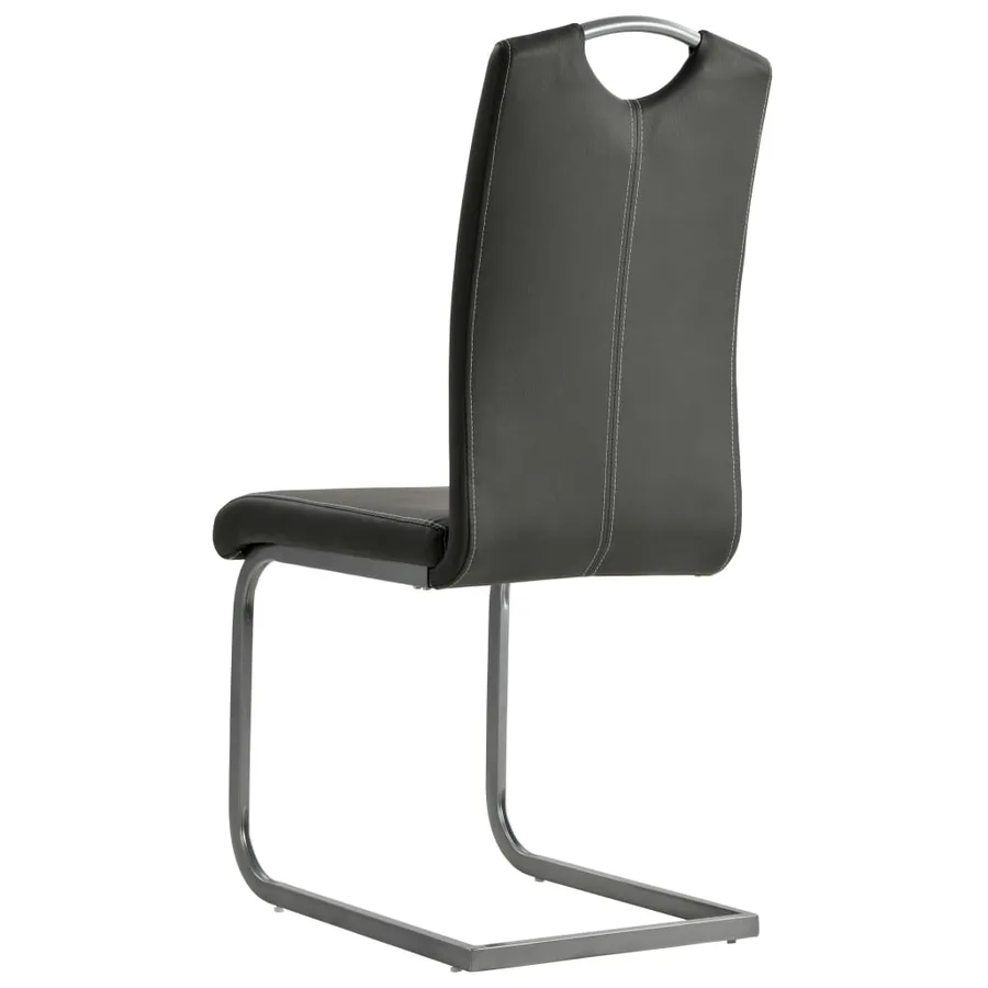 Chaises à manger cantilever lot de 4 gris similicuir - 5