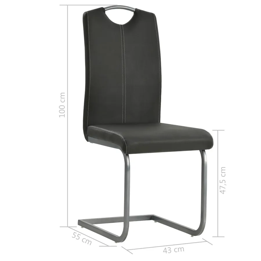 Chaises à manger cantilever lot de 4 gris similicuir - 8