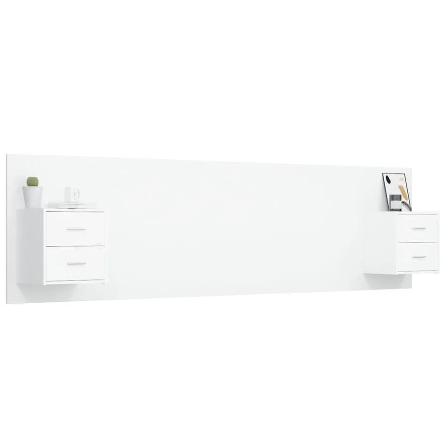 Tête de lit avec armoires Blanc Bois d’ingénierie - 3