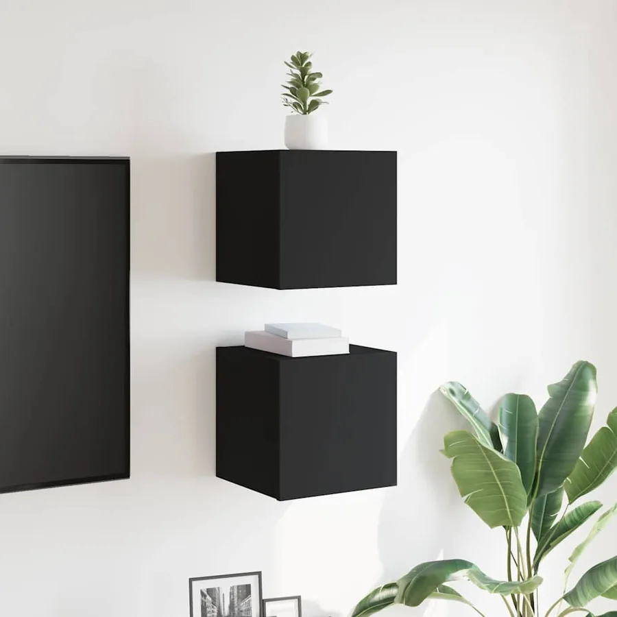 Meubles TV muraux 2 pcs Noir 30,5x30x30 cm - 3