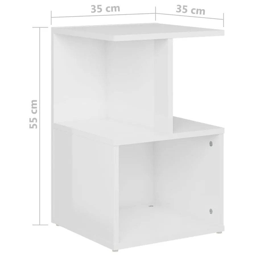 Tables de chevet 2pcs Blanc brillant 35x35x55cm bois ingénierie - 7