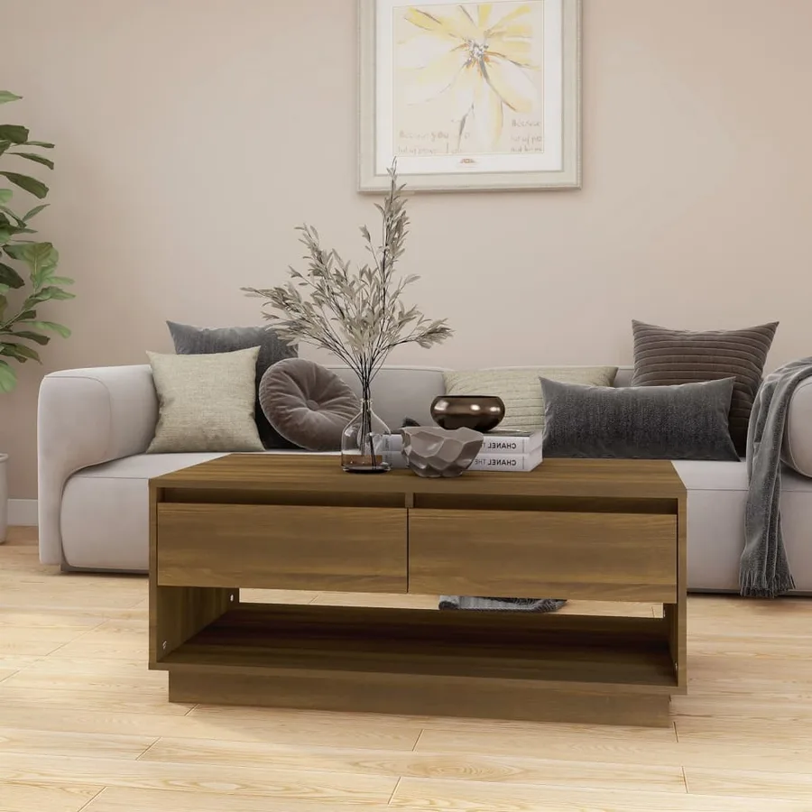 Table basse Chêne marron 102,5x55x44 cm Bois d'ingénierie - 8