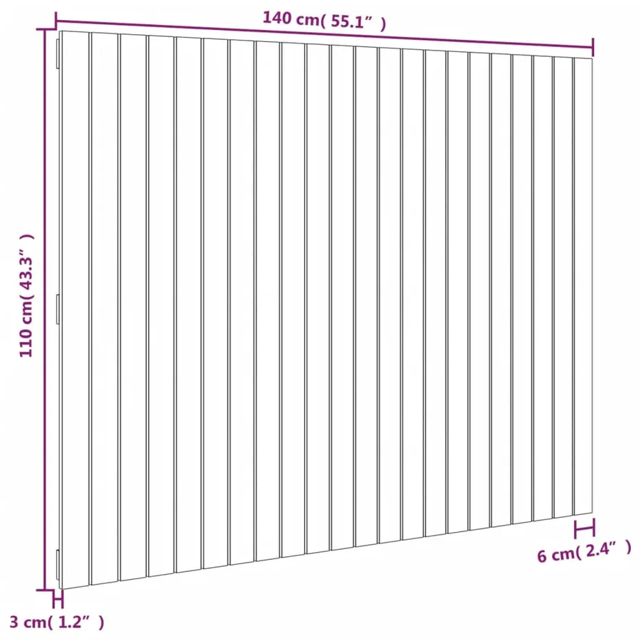 Tête de lit murale 140x3x110 cm Bois massif de pin - 8