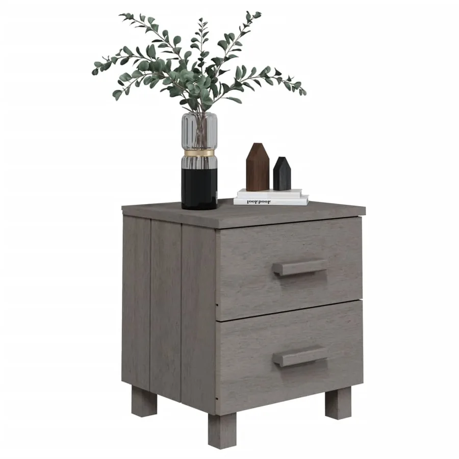 Tables de chevet HAMAR 2pcs Gris clair 40x35x44,5cm Bois massif - 7
