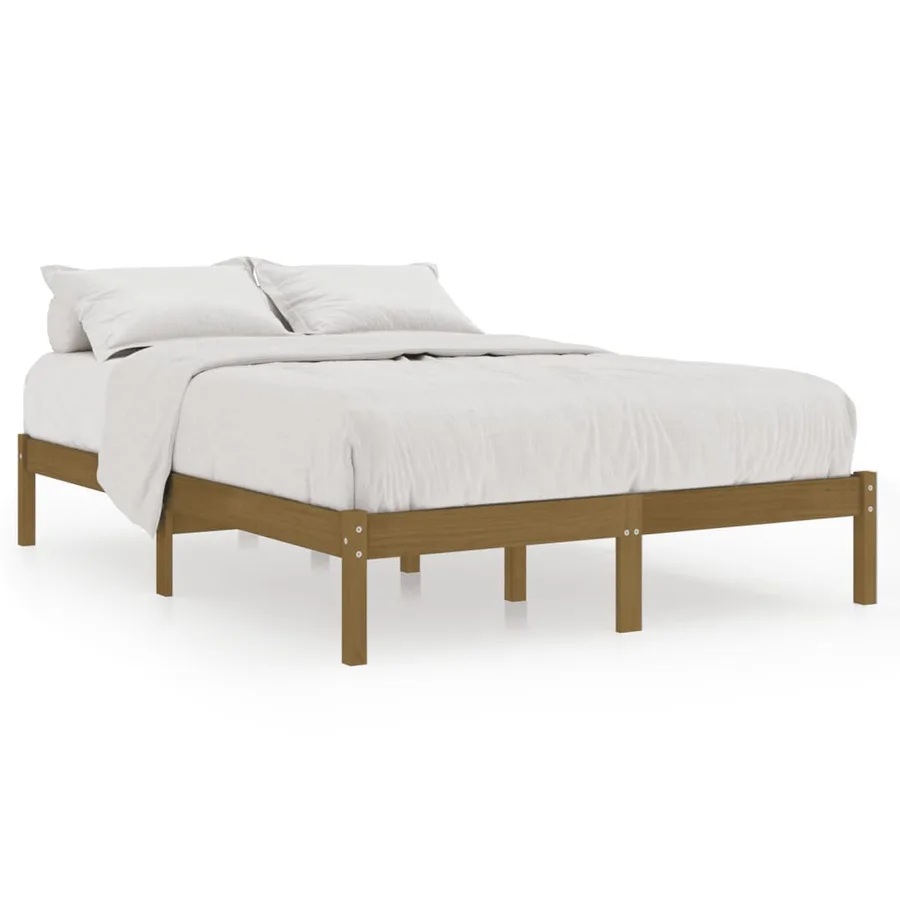 Cadre de lit sans matelas marron miel bois massif 200x200 cm - 2